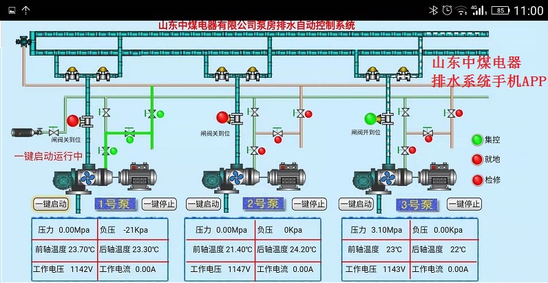 煤矿泵房排水集控手机APP,矿用泵房排水手机APP